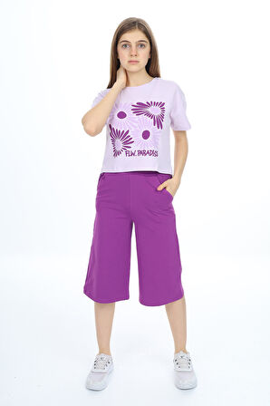 Toontoy Kız Çocuk Baskılı Kaprili Takım