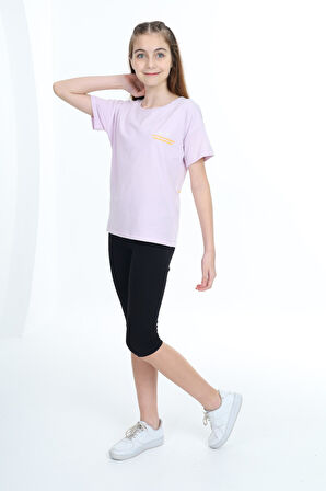 Toontoy Kız Çocuk Baskılı Taytlı Takım