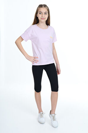 Toontoy Kız Çocuk Baskılı Taytlı Takım