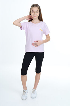 Toontoy Kız Çocuk Baskılı Taytlı Takım