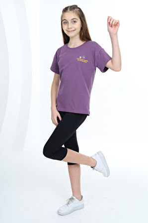 Toontoy Kız Çocuk Baskılı Taytlı Takım