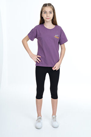 Toontoy Kız Çocuk Baskılı Taytlı Takım