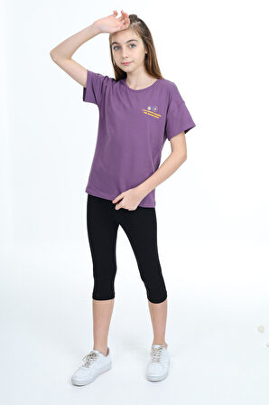 Toontoy Kız Çocuk Baskılı Taytlı Takım