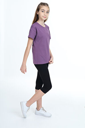 Toontoy Kız Çocuk Baskılı Taytlı Takım