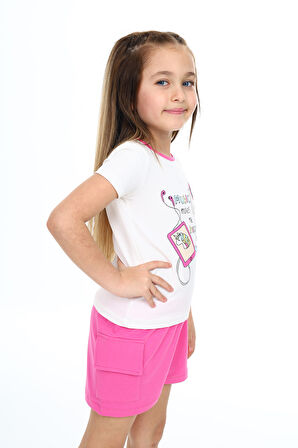 Toontoy Kız Çocuk Baskılı Şortlu Takım