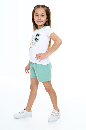 Toontoy Kız Çocuk Baskılı Şortlu Takım