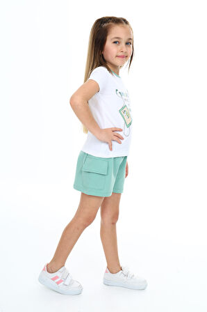 Toontoy Kız Çocuk Baskılı Şortlu Takım