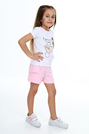 Toontoy Kız Çocuk Baskılı Şortlu Takım