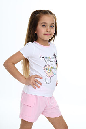 Toontoy Kız Çocuk Baskılı Şortlu Takım