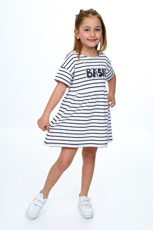 Toontoy Kız Çocuk Çizgili Elbise