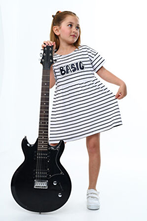 Toontoy Kız Çocuk Çizgili Elbise