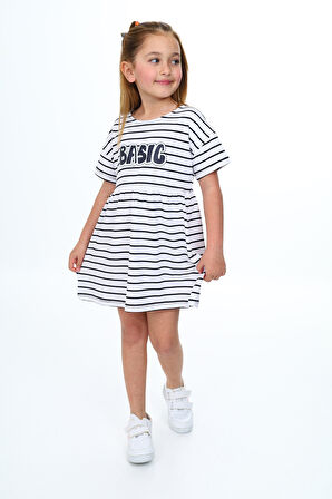 Toontoy Kız Çocuk Çizgili Elbise