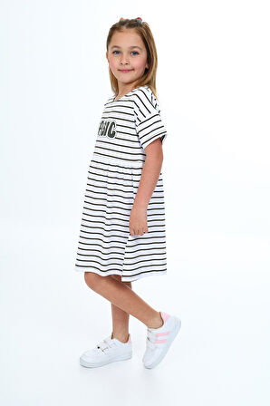 Toontoy Kız Çocuk Çizgili Elbise