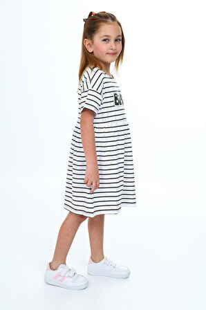 Toontoy Kız Çocuk Çizgili Elbise