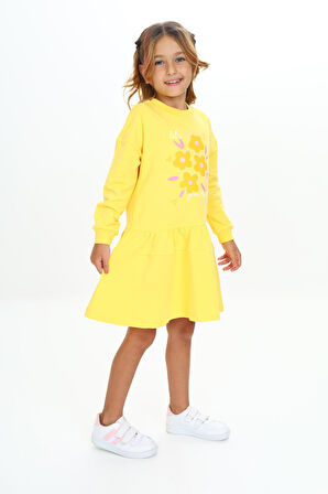 Toontoy Kız Çocuk Baskılı Elbise