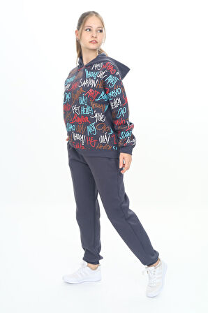 Toontoy Kız Çocuk Kapüşonlu Eşofman Takım