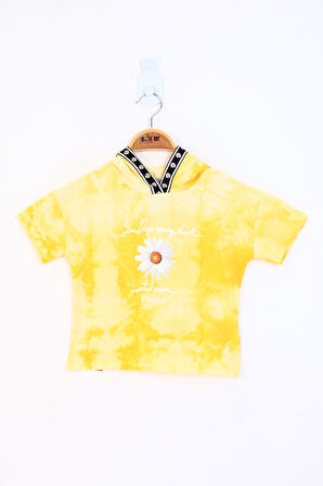 Toontoy Kız Çocuk Batik Desenli Papatya Baskılı Tişört