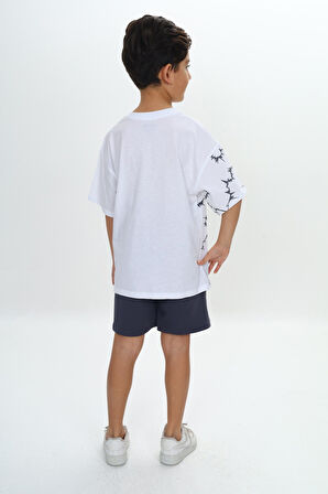 Toontoy Erkek Çocuk Göğsü Unstoppable Yazı Baskılı Şortlu Takım