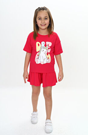 Toontoy Kız Çocuk Ponny Baskılı Şortlu Takım