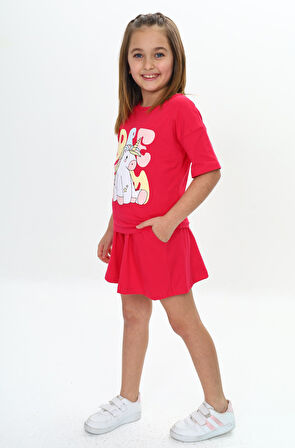 Toontoy Kız Çocuk Ponny Baskılı Şortlu Takım