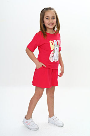 Toontoy Kız Çocuk Ponny Baskılı Şortlu Takım