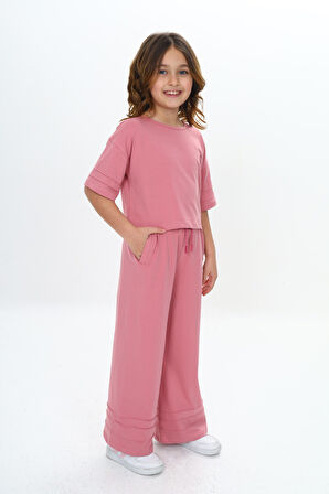 Toontoy Kız Çocuk Nervür Detaylı Crop Eşofman Takım