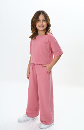 Toontoy Kız Çocuk Nervür Detaylı Crop Eşofman Takım