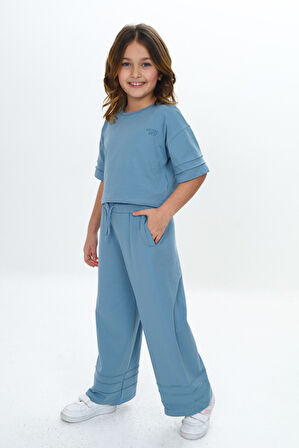 Toontoy Kız Çocuk Nervür Detaylı Crop Eşofman Takım