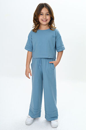 Toontoy Kız Çocuk Nervür Detaylı Crop Eşofman Takım