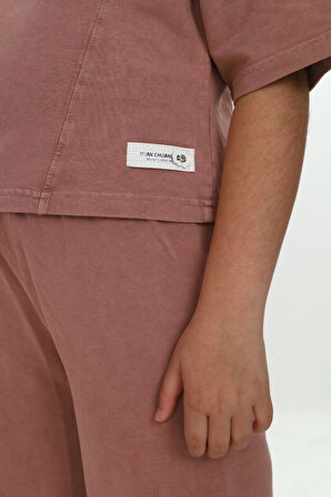 Toontoy Kız Çocuk Yıkamalı Crop Eşofman Takım