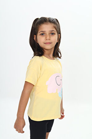 Toontoy Kız Çocuk Fil Baskılı Tişört