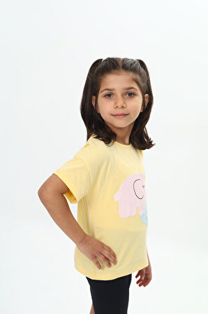 Toontoy Kız Çocuk Fil Baskılı Tişört