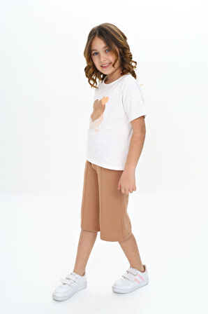 Toontoy Kız Çocuk Garni Kalp Baskılı Kaprili Takım