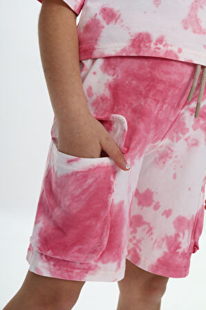 Toontoy Kız Çocuk Batikli Tavşan Baskılı Şortlu Takım