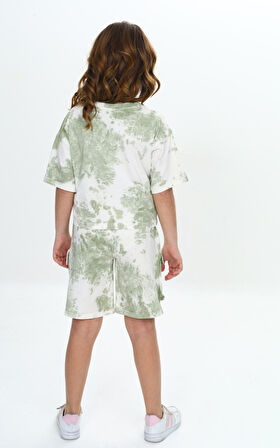 Toontoy Kız Çocuk Batikli Tavşan Baskılı Şortlu Takım