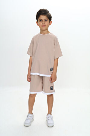 Toontoy Erkek Çocuk Yazı Armalı Şortlu Takım