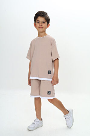 Toontoy Erkek Çocuk Yazı Armalı Şortlu Takım