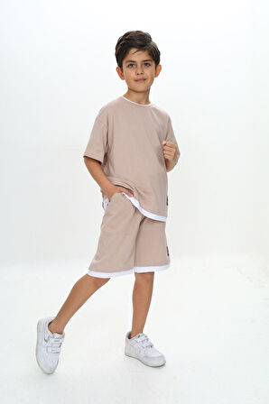 Toontoy Erkek Çocuk Yazı Armalı Şortlu Takım