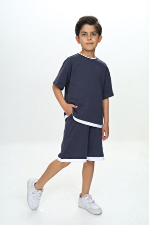 Toontoy Erkek Çocuk Yazı Armalı Şortlu Takım