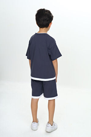 Toontoy Erkek Çocuk Yazı Armalı Şortlu Takım