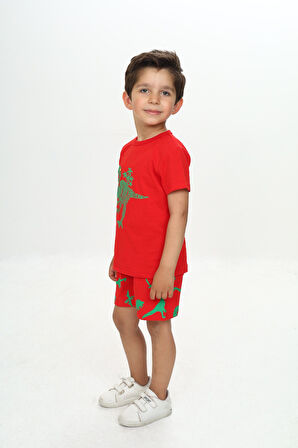 Toontoy Erkek Çocuk Kabaran Dinazor Baskılı Şortlu Takım
