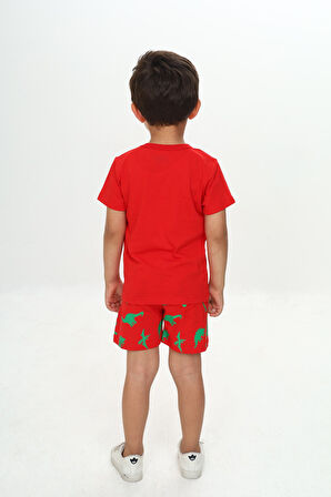 Toontoy Erkek Çocuk Kabaran Dinazor Baskılı Şortlu Takım