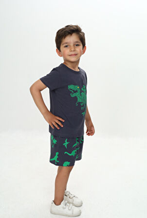 Toontoy Erkek Çocuk Kabaran Dinazor Baskılı Şortlu Takım
