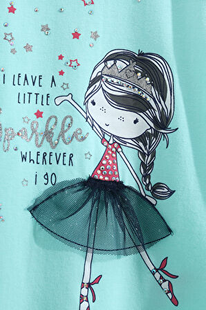 Toontoy Kız Çocuk Pale Danslı Kız Baskılı Kaprili Takım