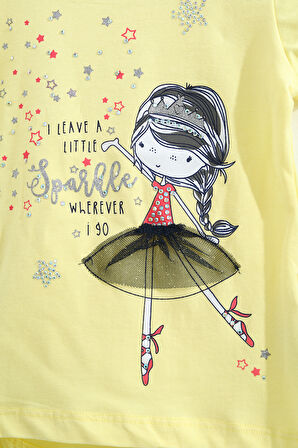 Toontoy Kız Çocuk Pale Danslı Kız Baskılı Kaprili Takım