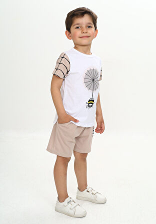 Toontoy Erkek Çocuk Örümcek Detay Baskılı Şortlu Takım