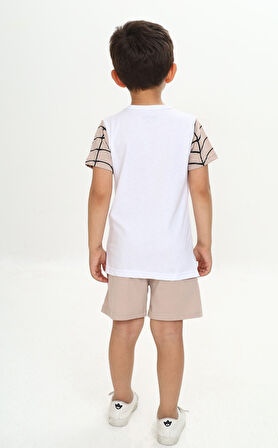 Toontoy Erkek Çocuk Örümcek Detay Baskılı Şortlu Takım