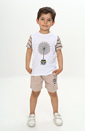 Toontoy Erkek Çocuk Örümcek Detay Baskılı Şortlu Takım