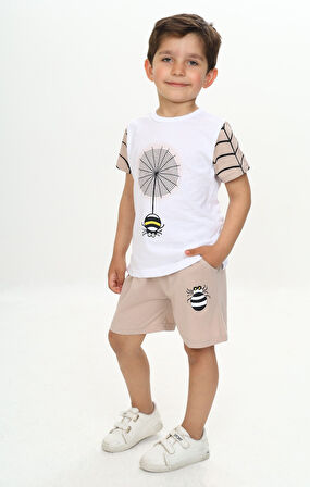 Toontoy Erkek Çocuk Örümcek Detay Baskılı Şortlu Takım