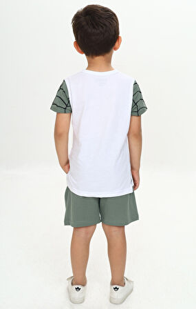 Toontoy Erkek Çocuk Örümcek Detay Baskılı Şortlu Takım